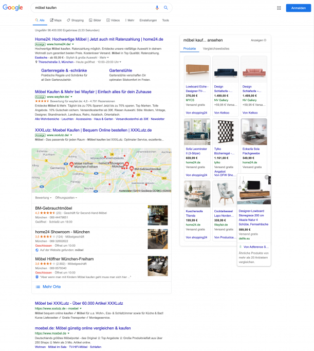 google search engine result page